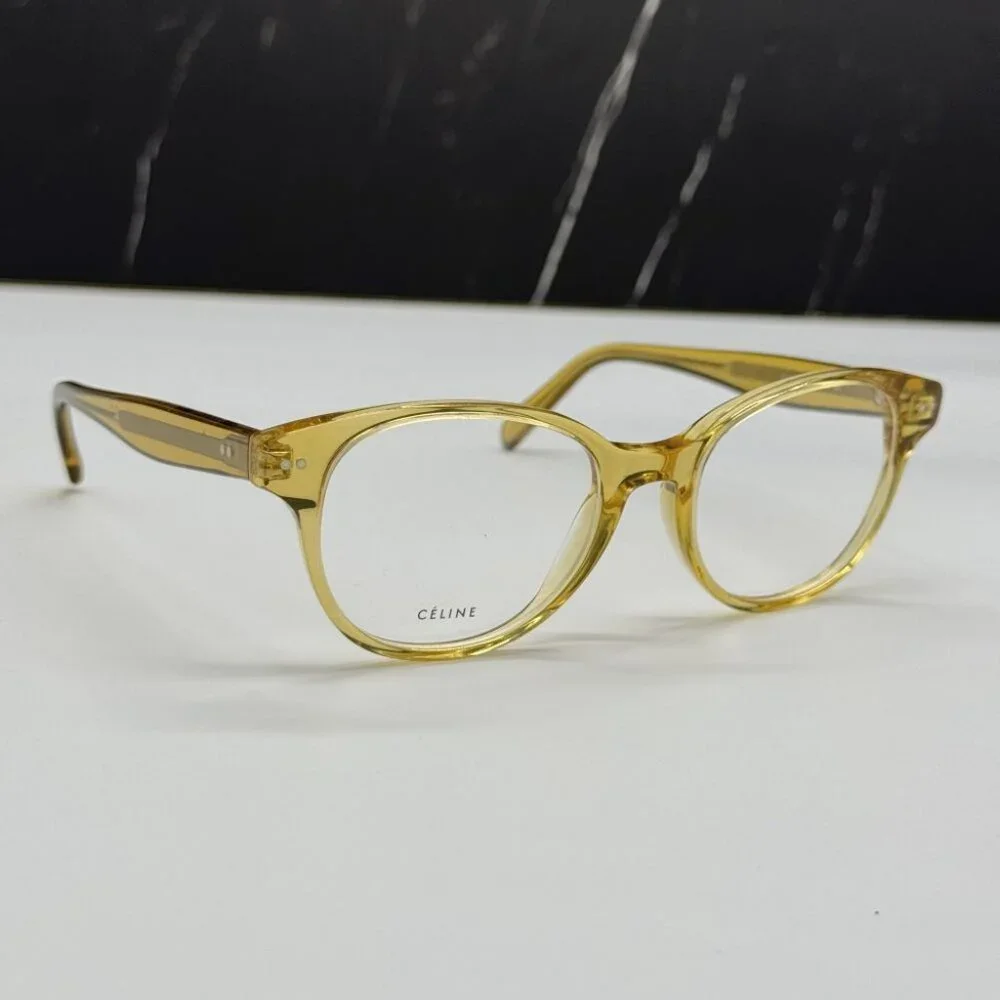 NEW CELINE CL50007I 039 GOLD ROUND UNISEX CELINE EYEGLASSES